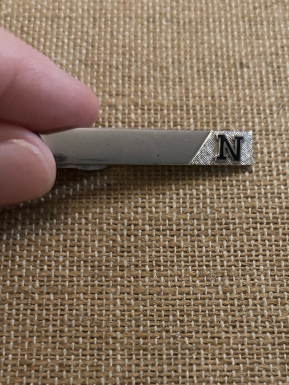 Monogrammed “N” tie clip